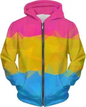 Geometric Pansexual Pride Zip-Up Hoodie