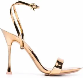 Gianvito Rossi Spice Ribbon 95mm metallic-effect sandals Gold