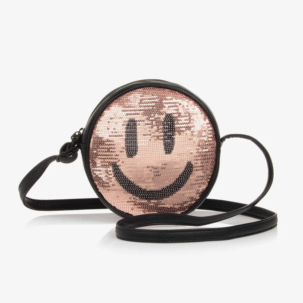 Girls Black & Pink Sequin Shoulder Bag (16cm)