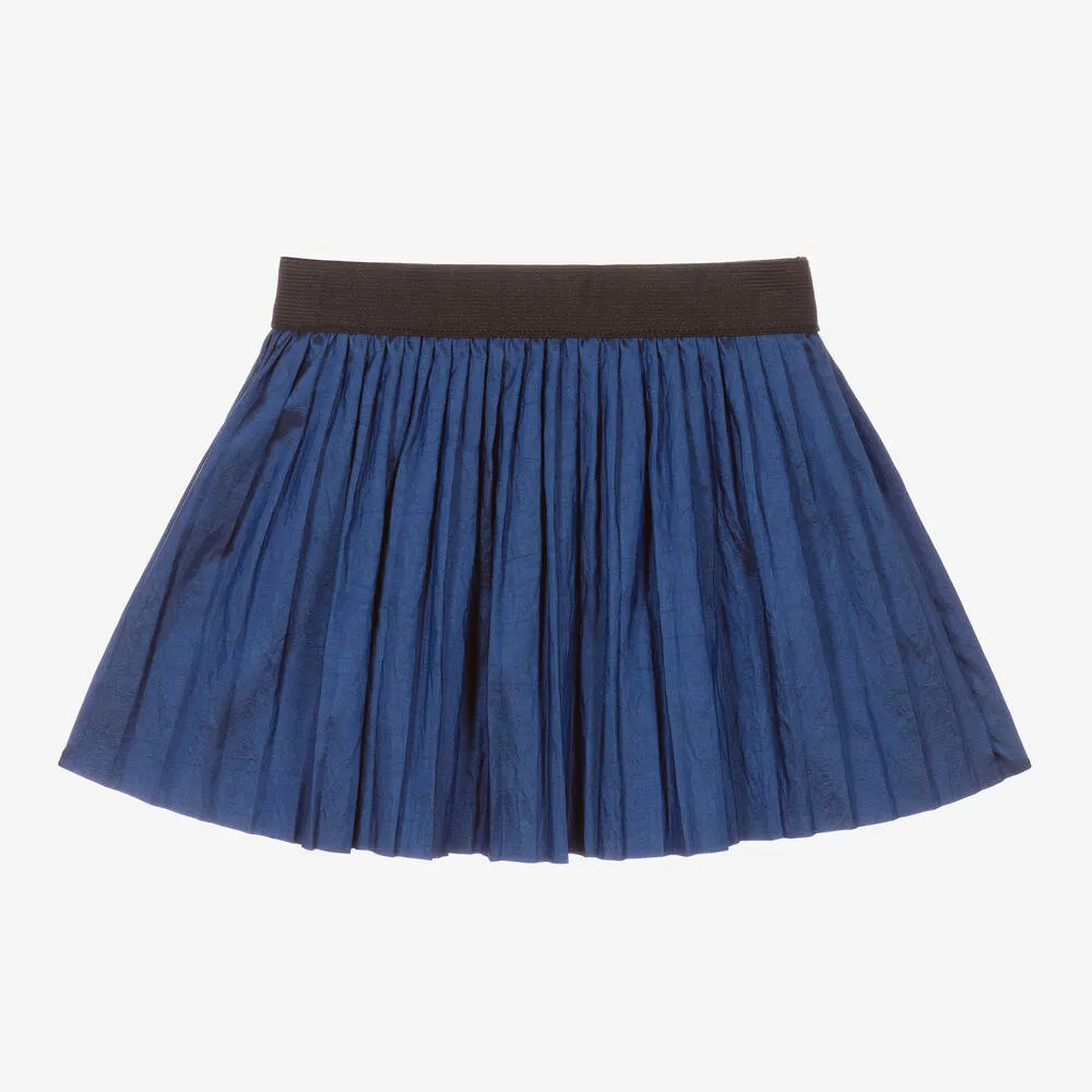 Girls Blue Pleated Skirt