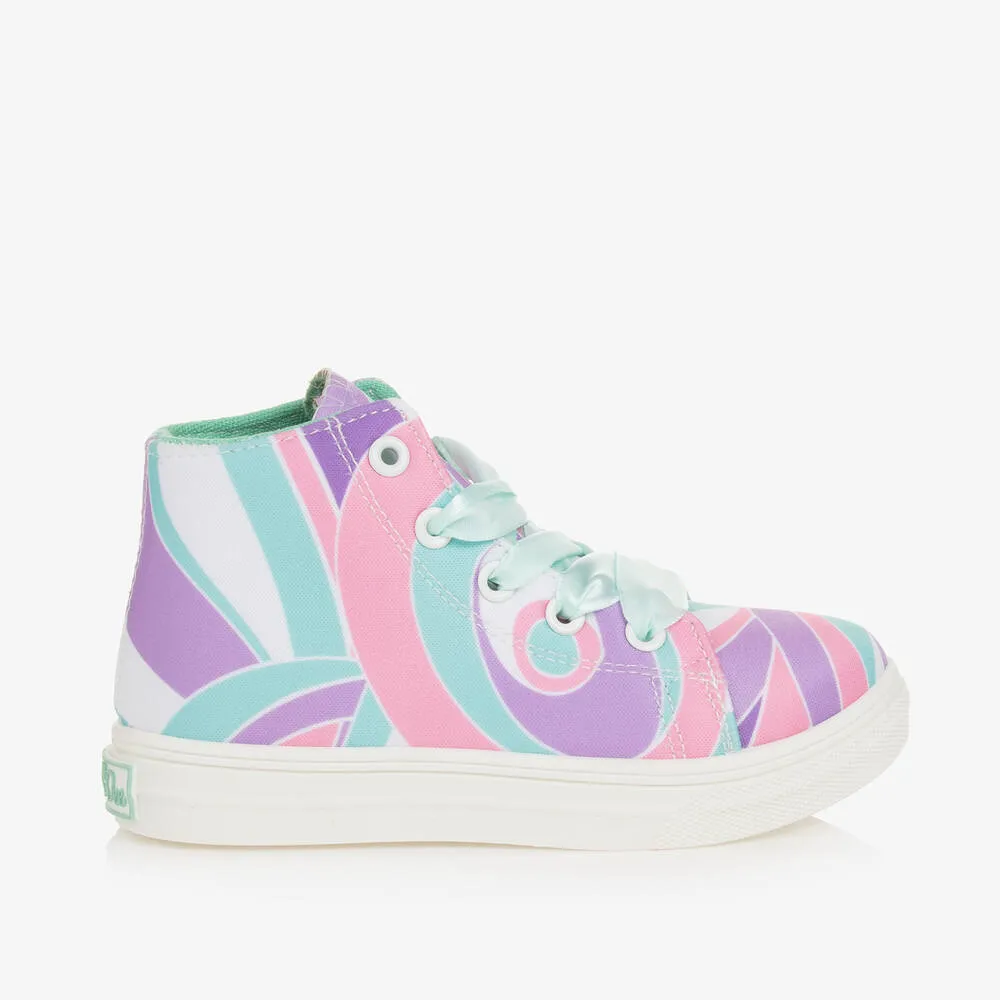 Girls Green & Pink High-Top Trainers