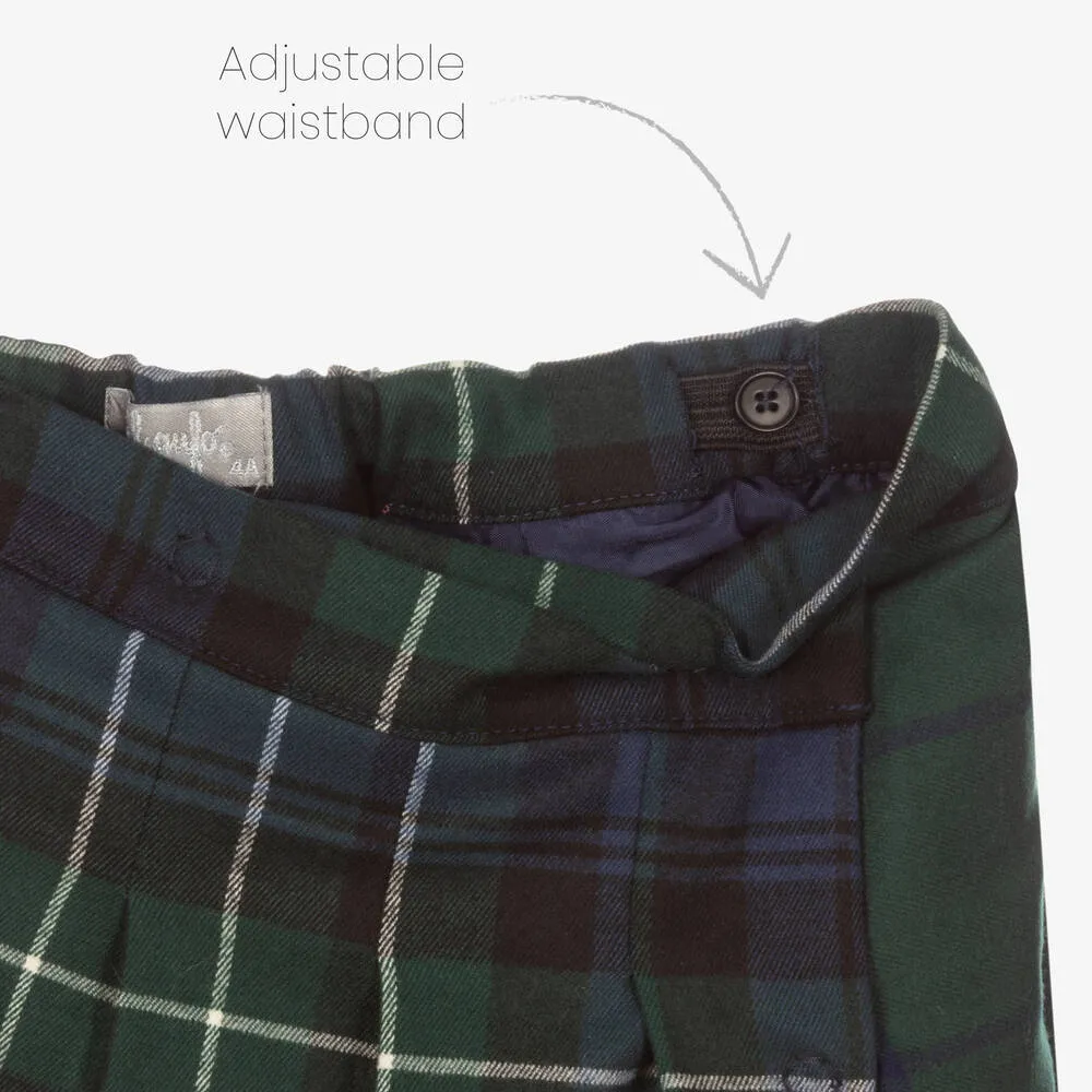Girls Green Check Skirt