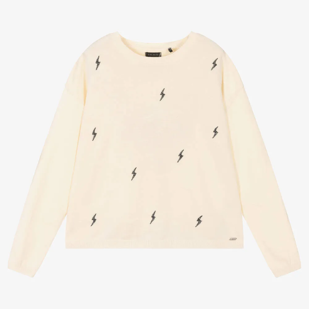 Girls Ivory Cotton Jumper