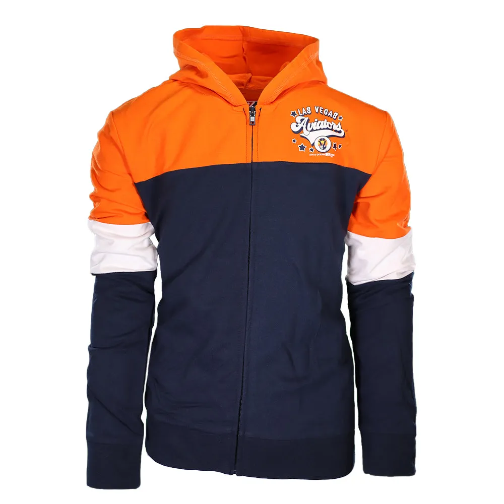 Girls' Las Vegas Aviators New Era Las Vegas Aviators Orange/Navy/White Full Zip Hoodie