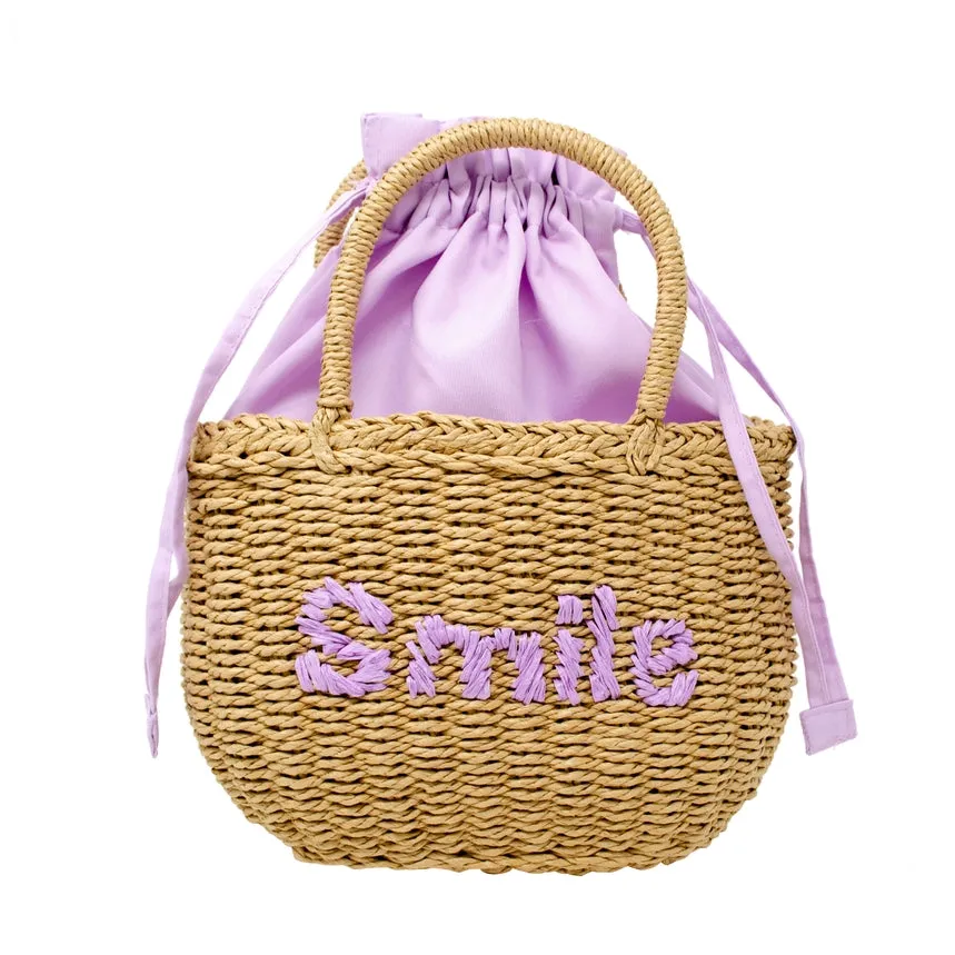 Girls Wicker Basket Handbag