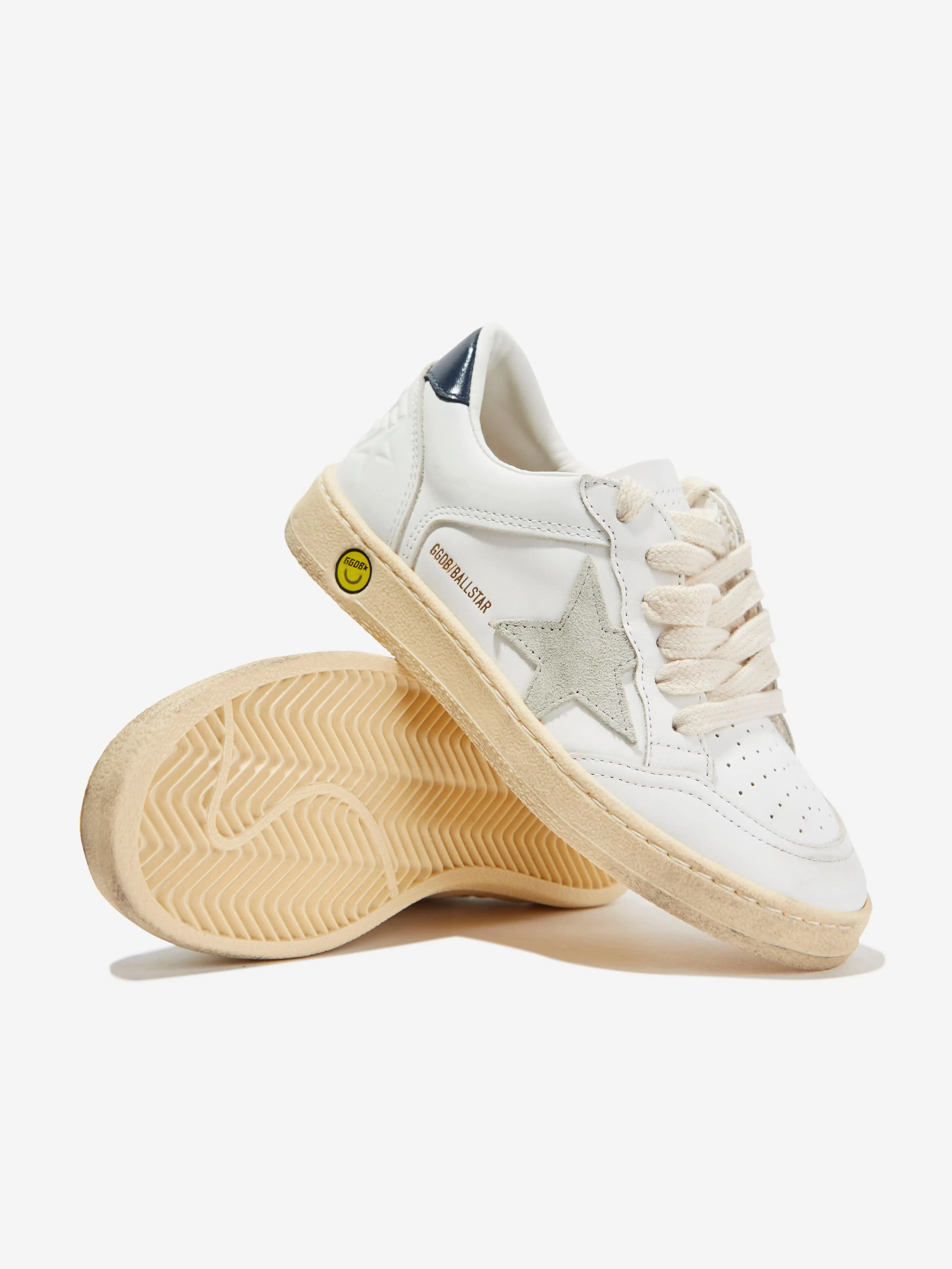 Golden Goose Kids Leather Ballstar Trainers in White