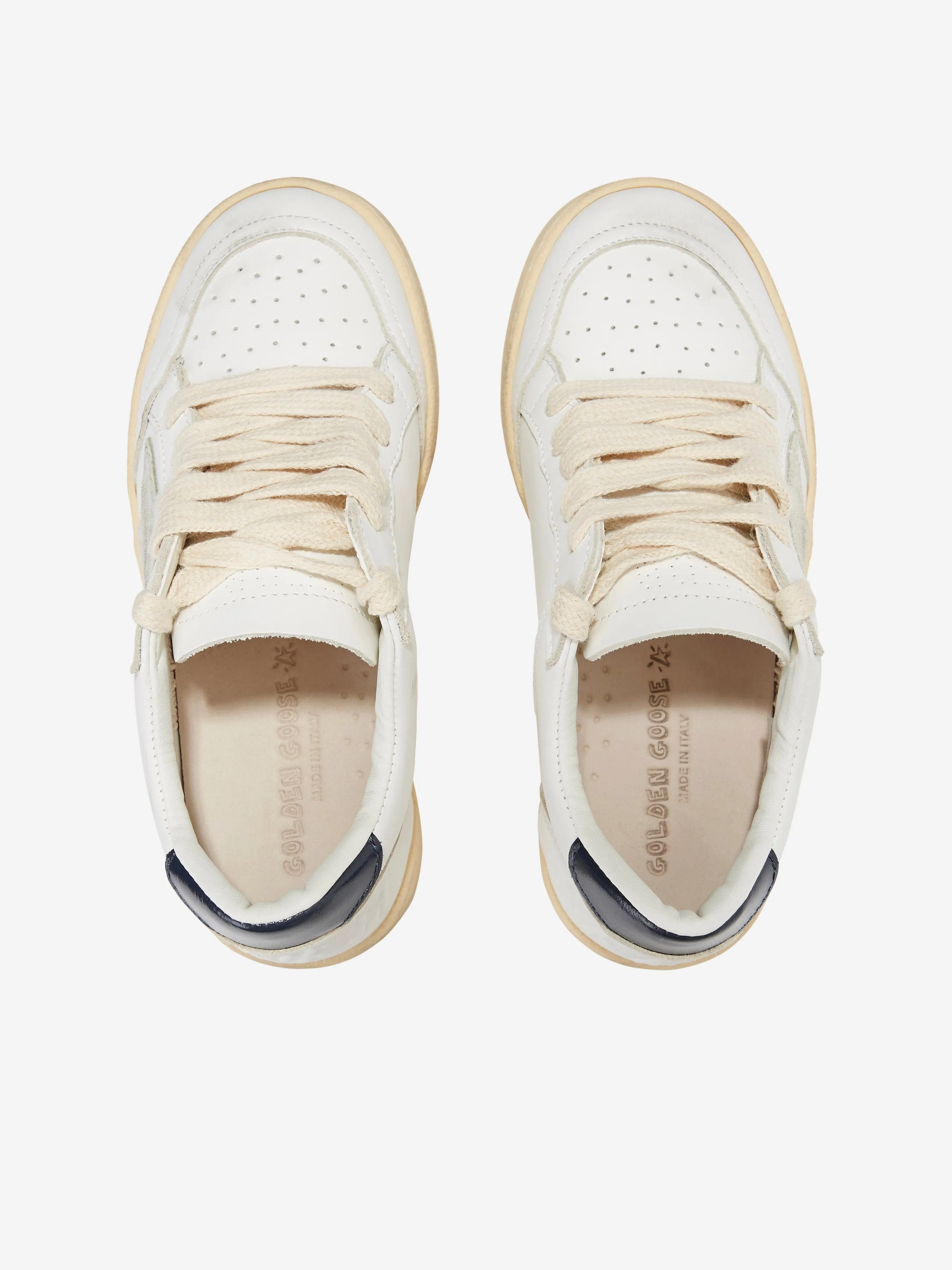 Golden Goose Kids Leather Ballstar Trainers in White