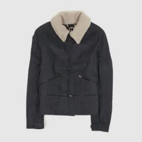 Golden Goose Shearling Collar Denim Biker Jacket