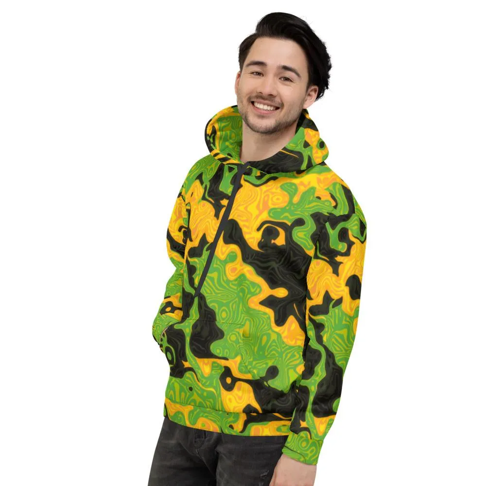 Green and Orange Rave Camo Pullover Hoodie