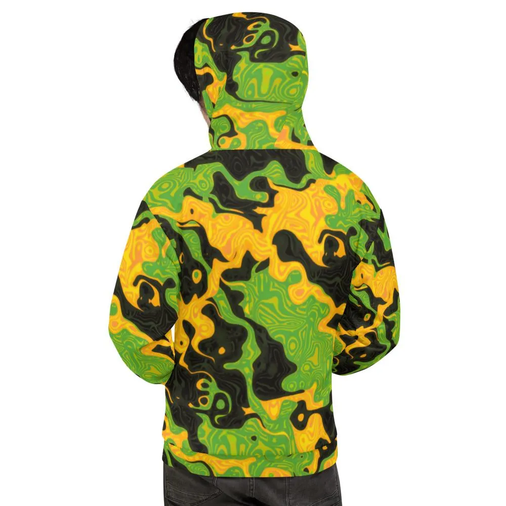 Green and Orange Rave Camo Pullover Hoodie