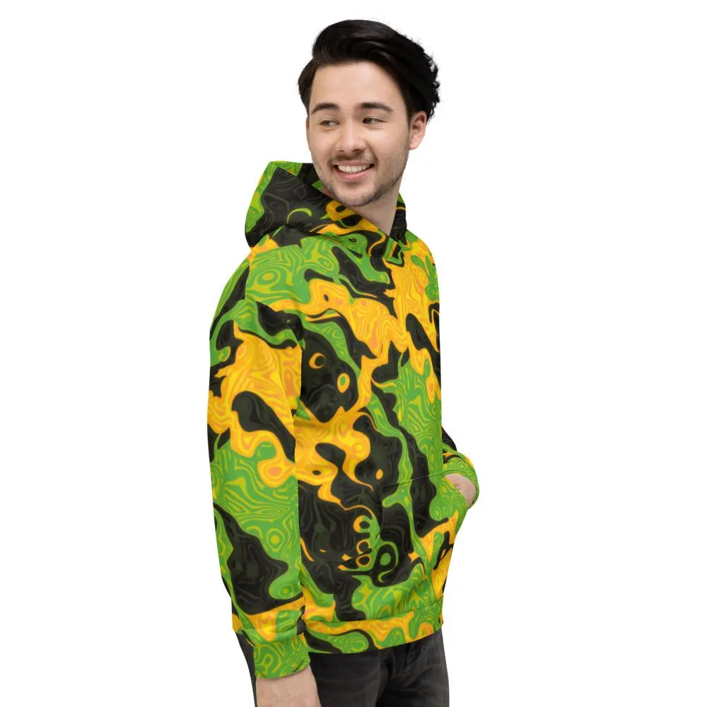 Green and Orange Rave Camo Pullover Hoodie