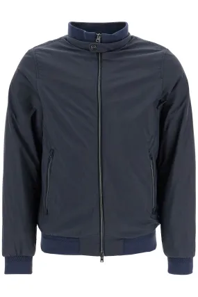 Herno Bomber Impermeabile Leggero In Poliammide Blu Scuro Con Zip E Tasche