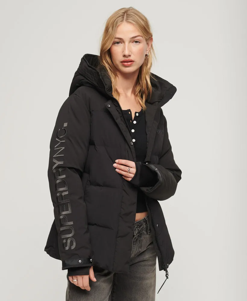 Hooded City Padded Wind Parka Jacket | Black