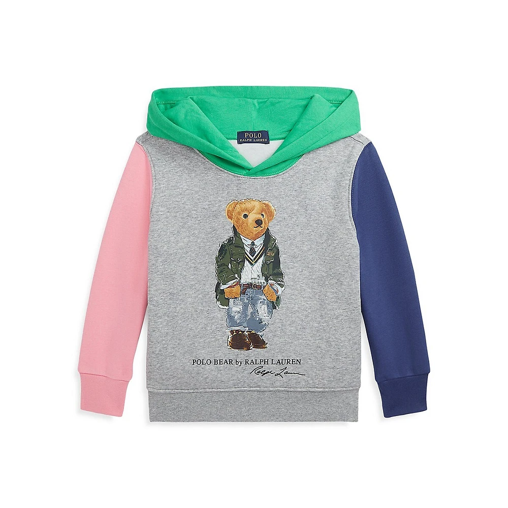 Hudson's Bay Little Boy's Polo Bear Colourblock Fleece Hoodie