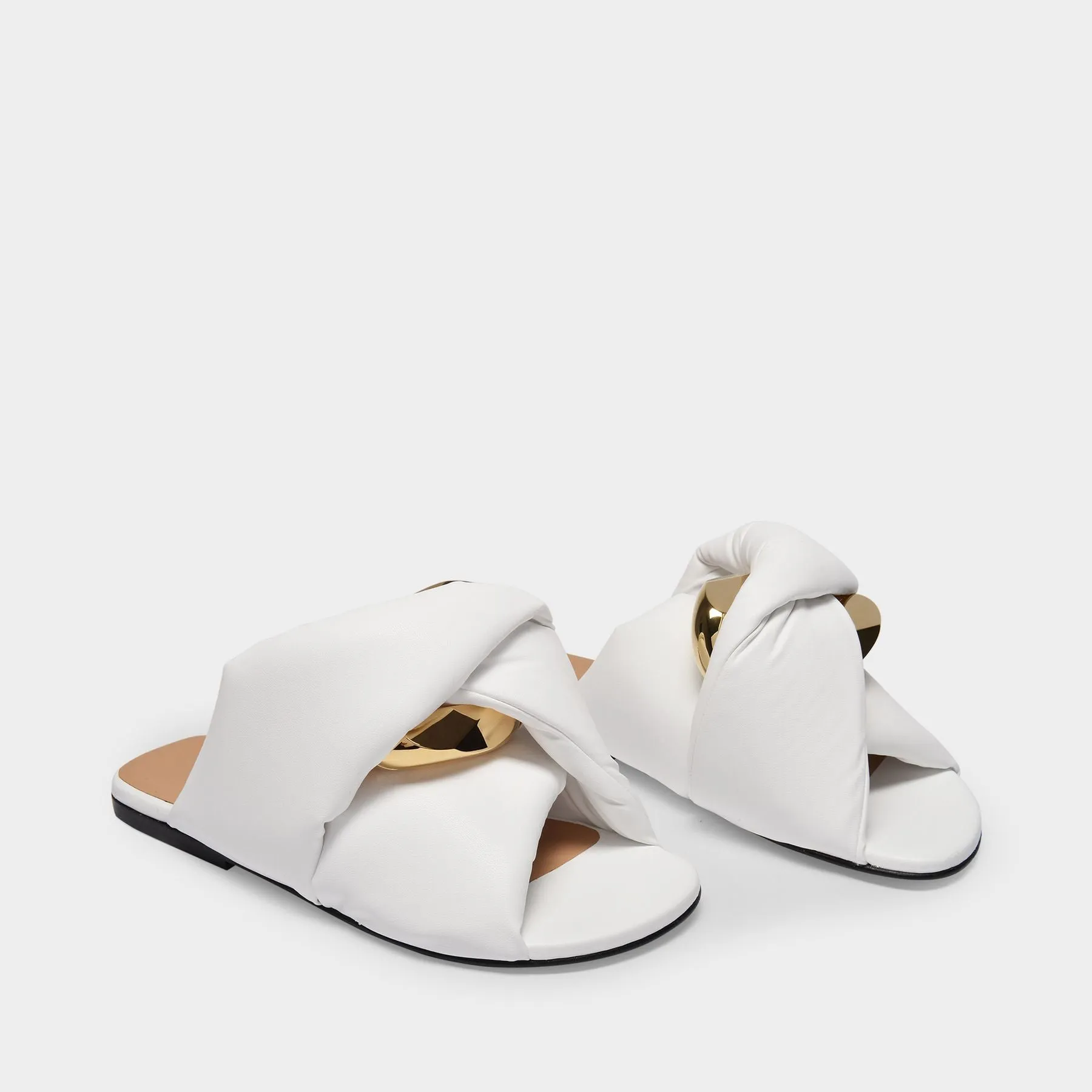 J.W. Anderson  Flat Twist Sandals in White Leather