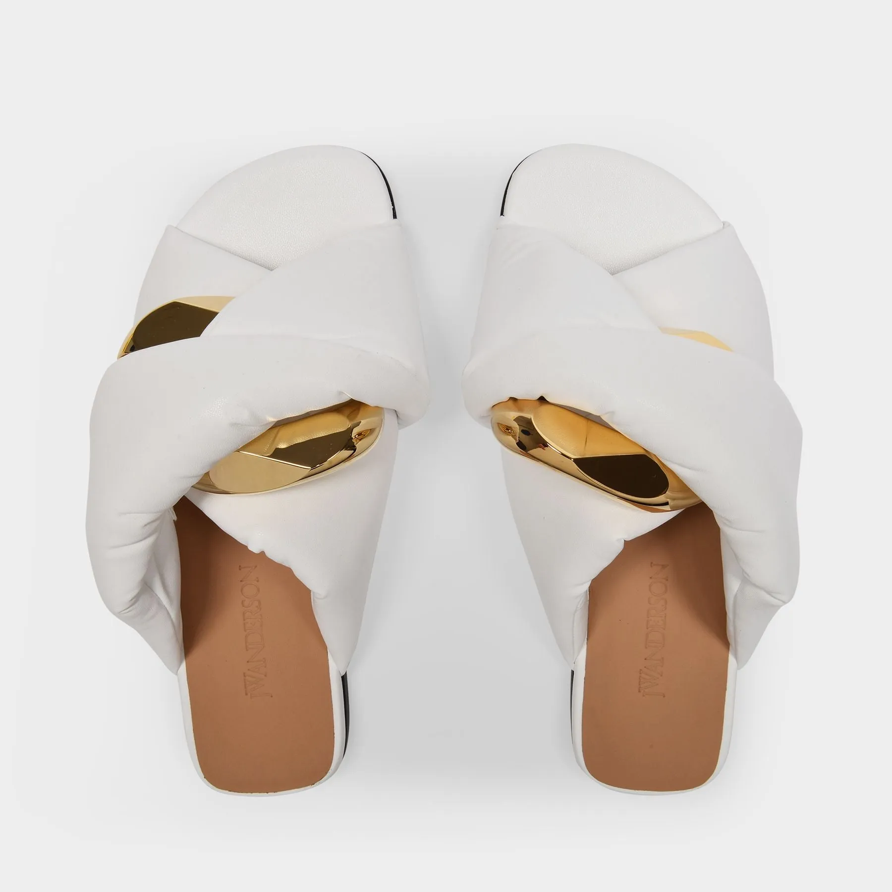 J.W. Anderson  Flat Twist Sandals in White Leather