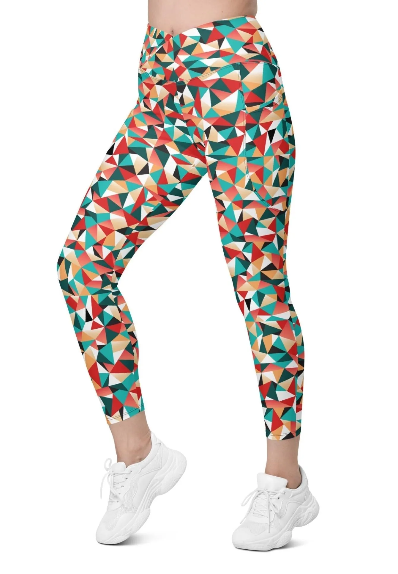 Kaleidoscopic Crossover Leggings With Pockets