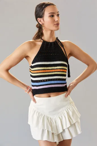 Karter Crochet Striped Tank Top