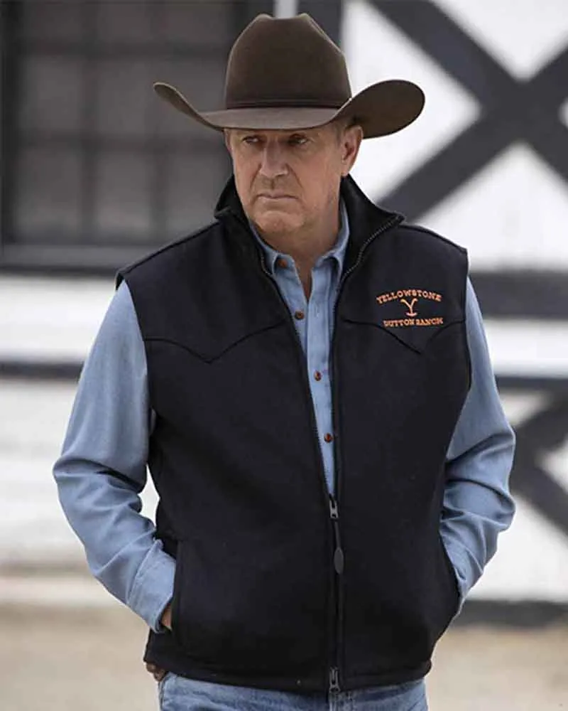 Kevin Costner Yellowstone John Dutton Black Vest