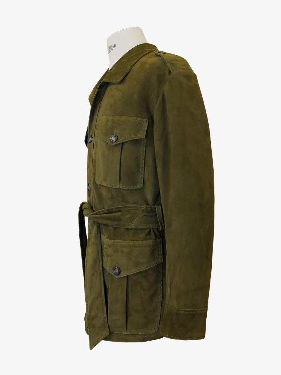 Khaki Leather Safari Jacket for Men - LaSaharienne Rodeo Khaki | PAUL MARIUS