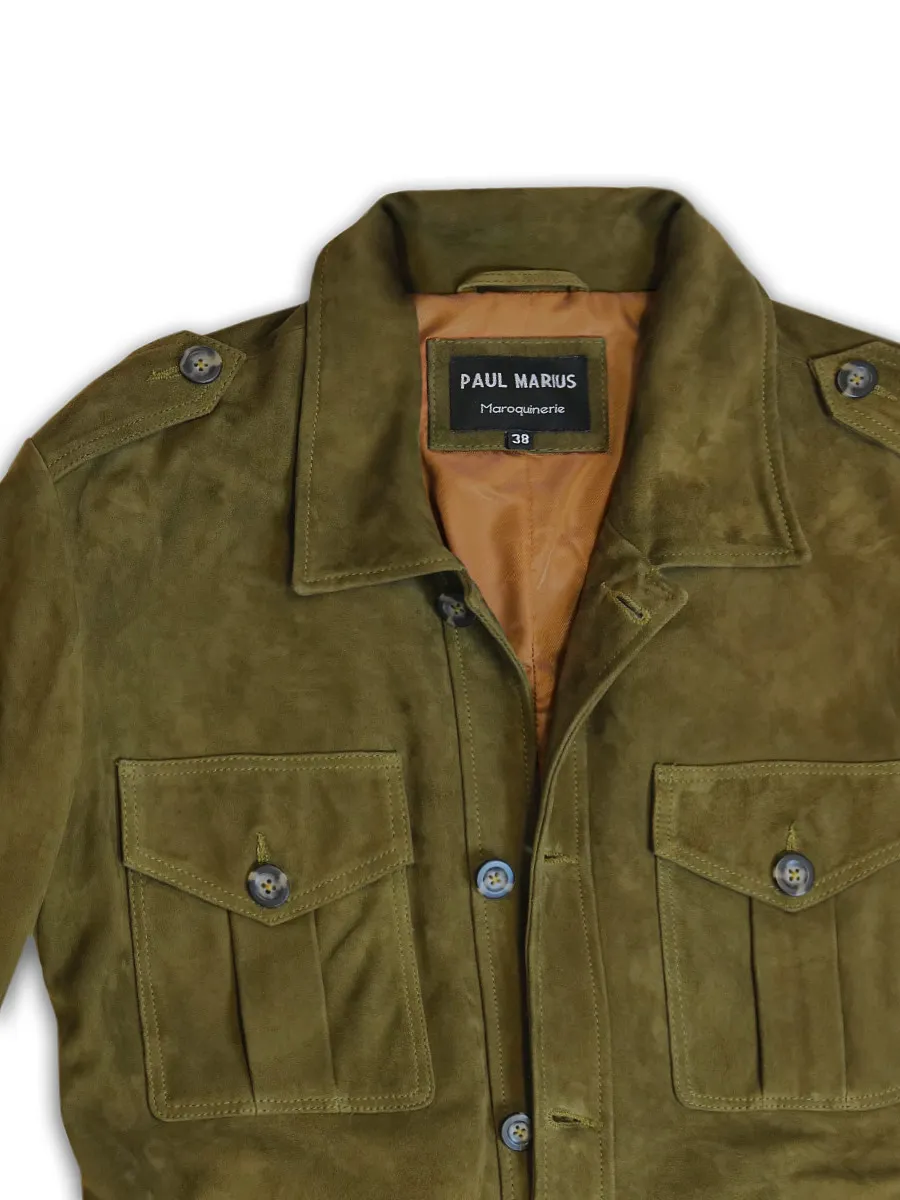 Khaki Leather Safari Jacket for Men - LaSaharienne Rodeo Khaki | PAUL MARIUS