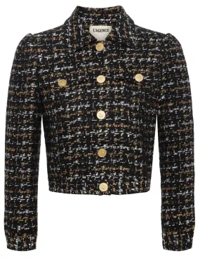 L'Agence Kasey Bracelet Sleeve Tweed Cropped Jacket