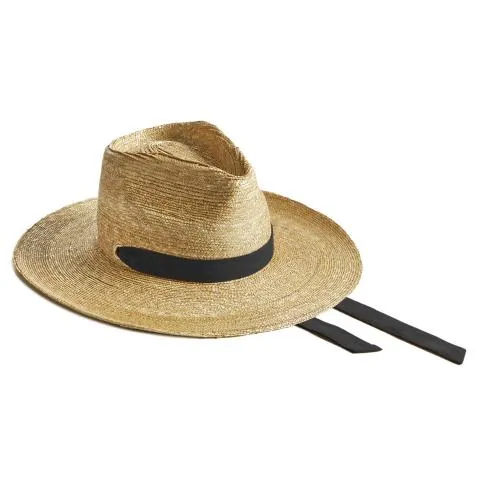 --Lady Bogart Black Ribbon Straw Hat-