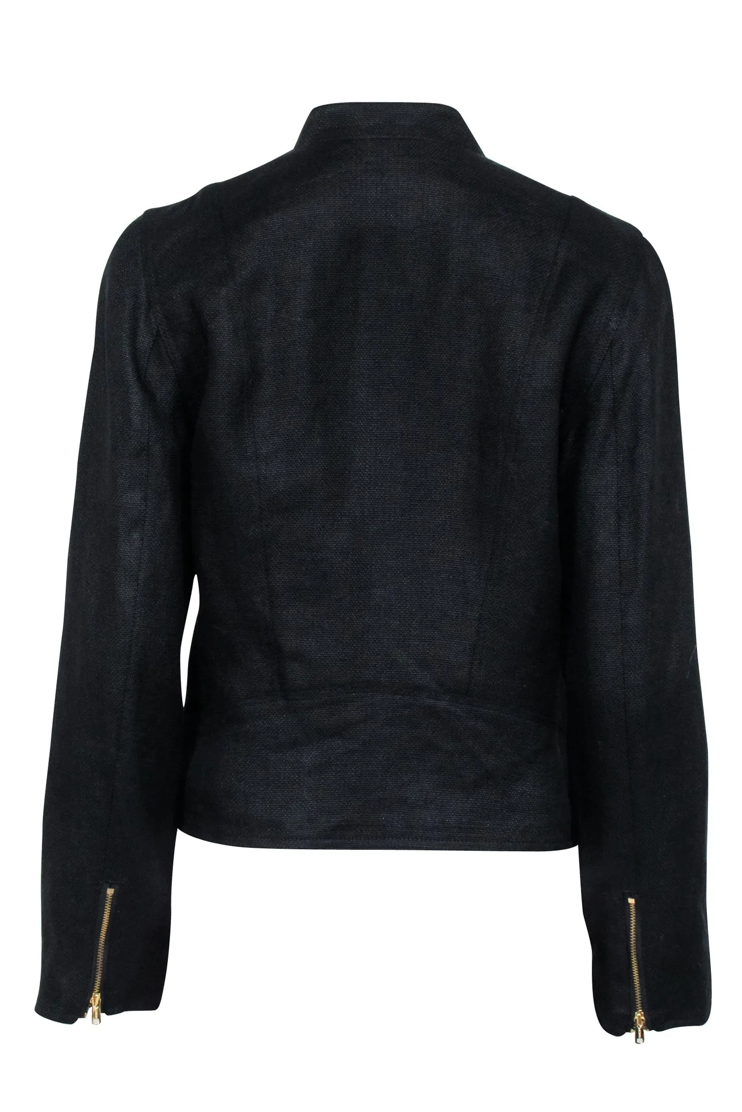 Lauren Ralph Lauren - Black Linen Moto Zip Jacket Sz 10