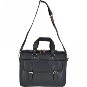 Leather Vintage Laptop Work Bag  Black/mud : F-83