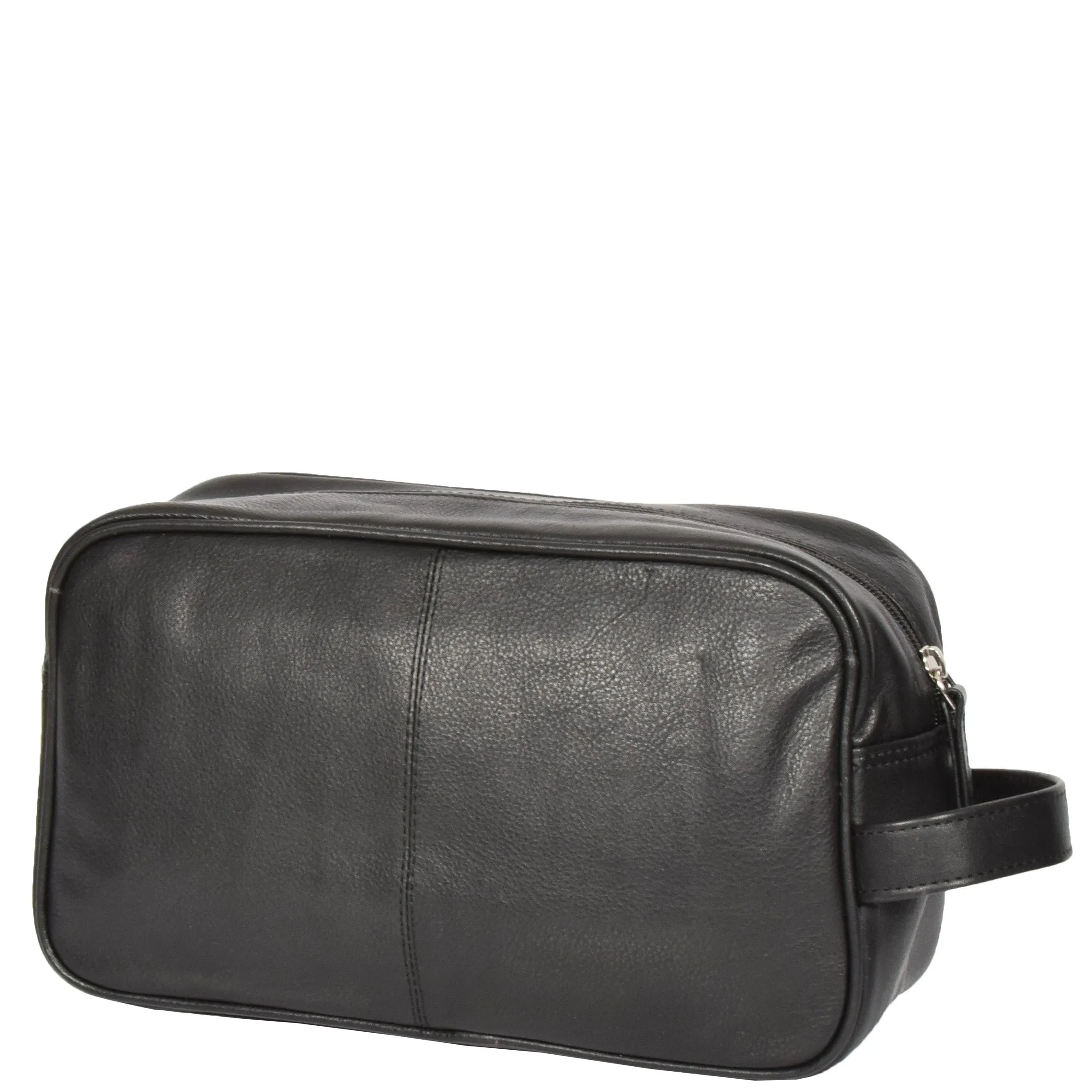 Leather Wash Bag with Carry Handle HOL18 black