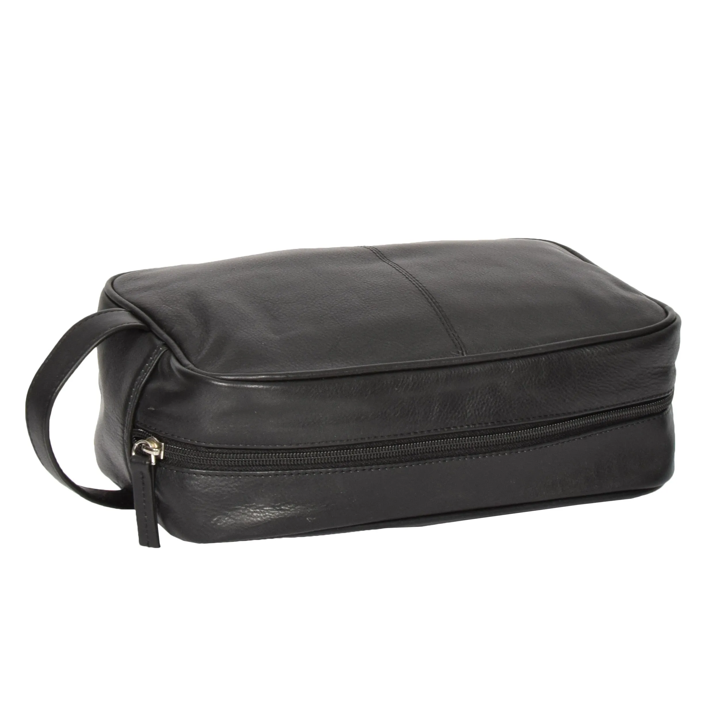 Leather Wash Bag with Carry Handle HOL18 black