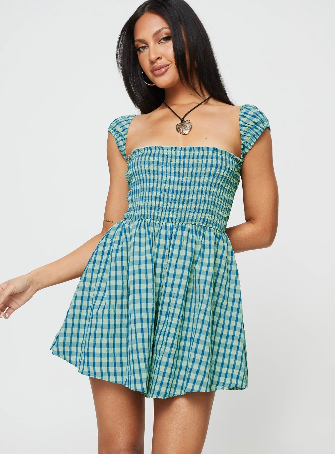 Lillis Romper Green Check