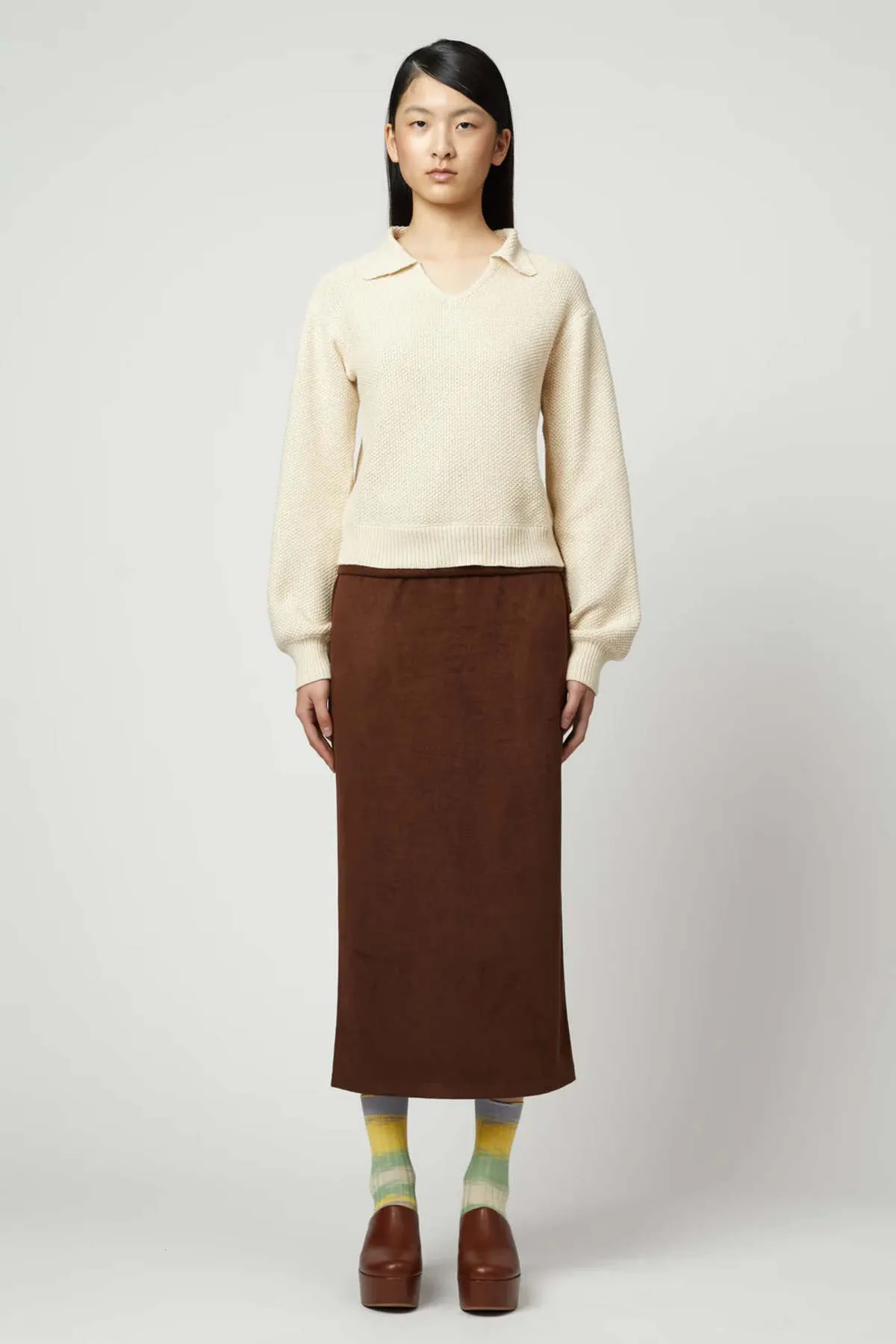 Long Sleeve Polo Shirt - Cream