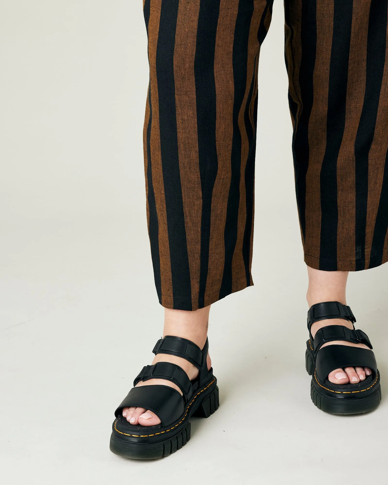 Longer Length Huxley Rust & Black Stripe Linen Trousers