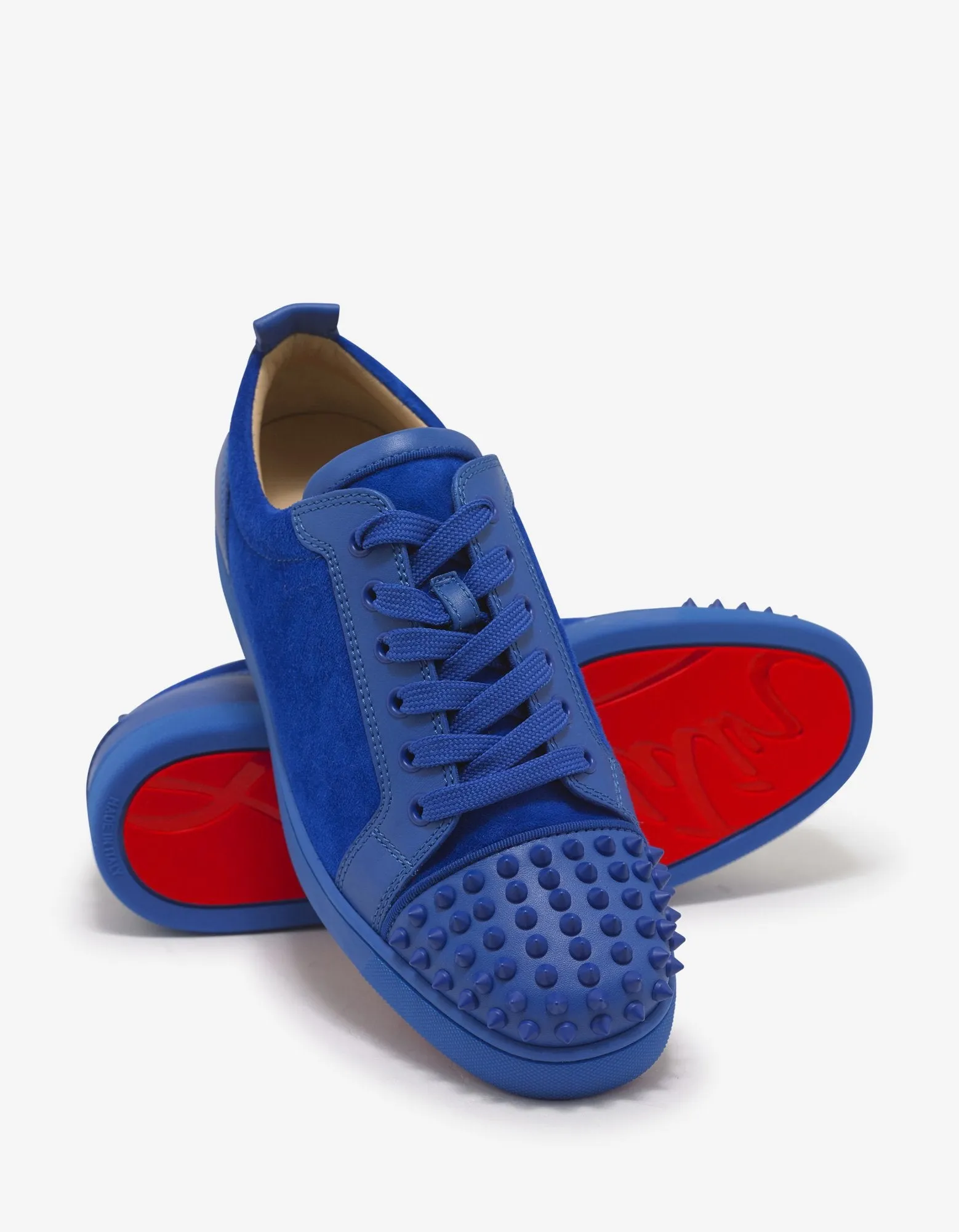 Louis Junior Spikes Flat Blue Calf & Suede Trainers