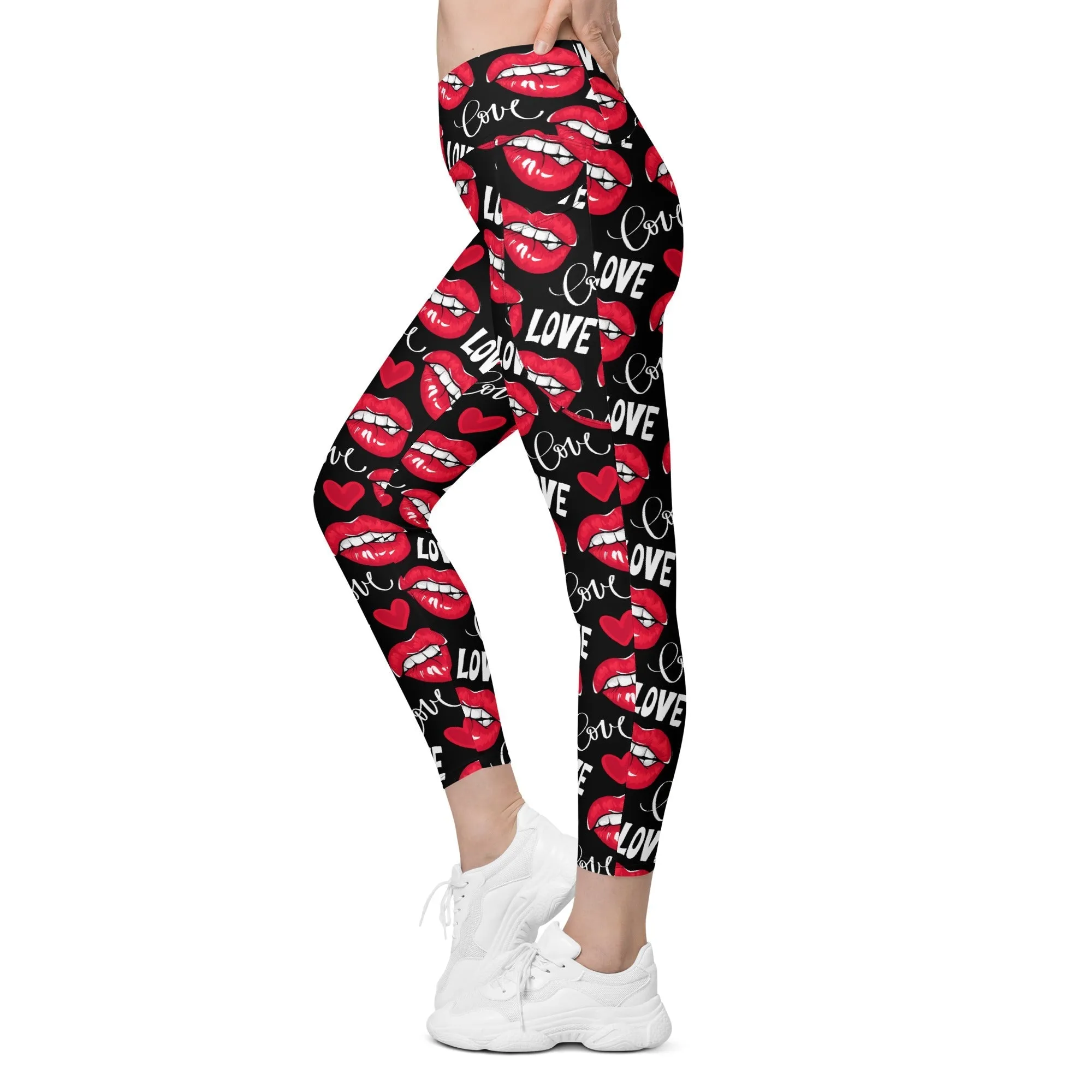 Love & Kisses Crossover Leggings With Pockets