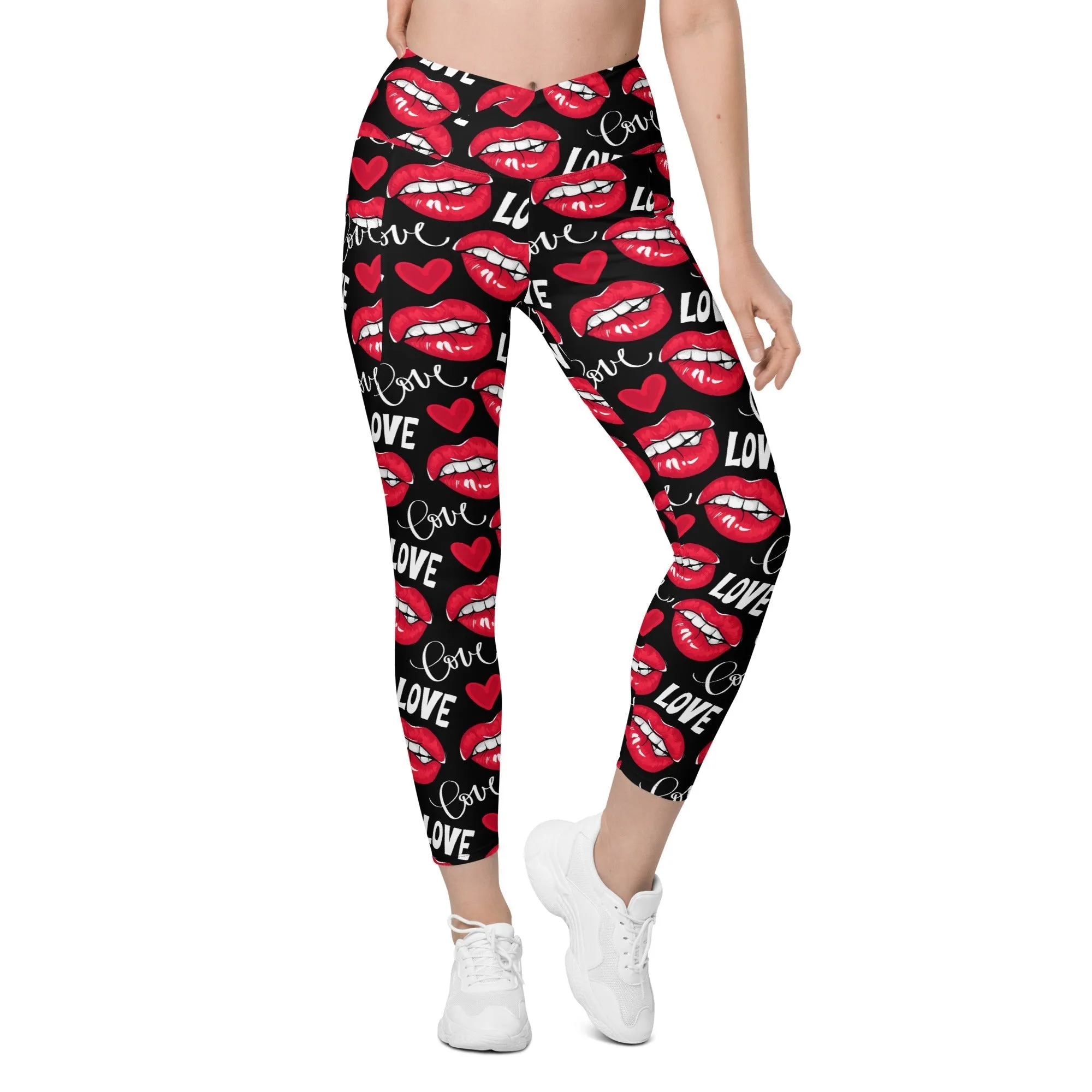 Love & Kisses Crossover Leggings With Pockets