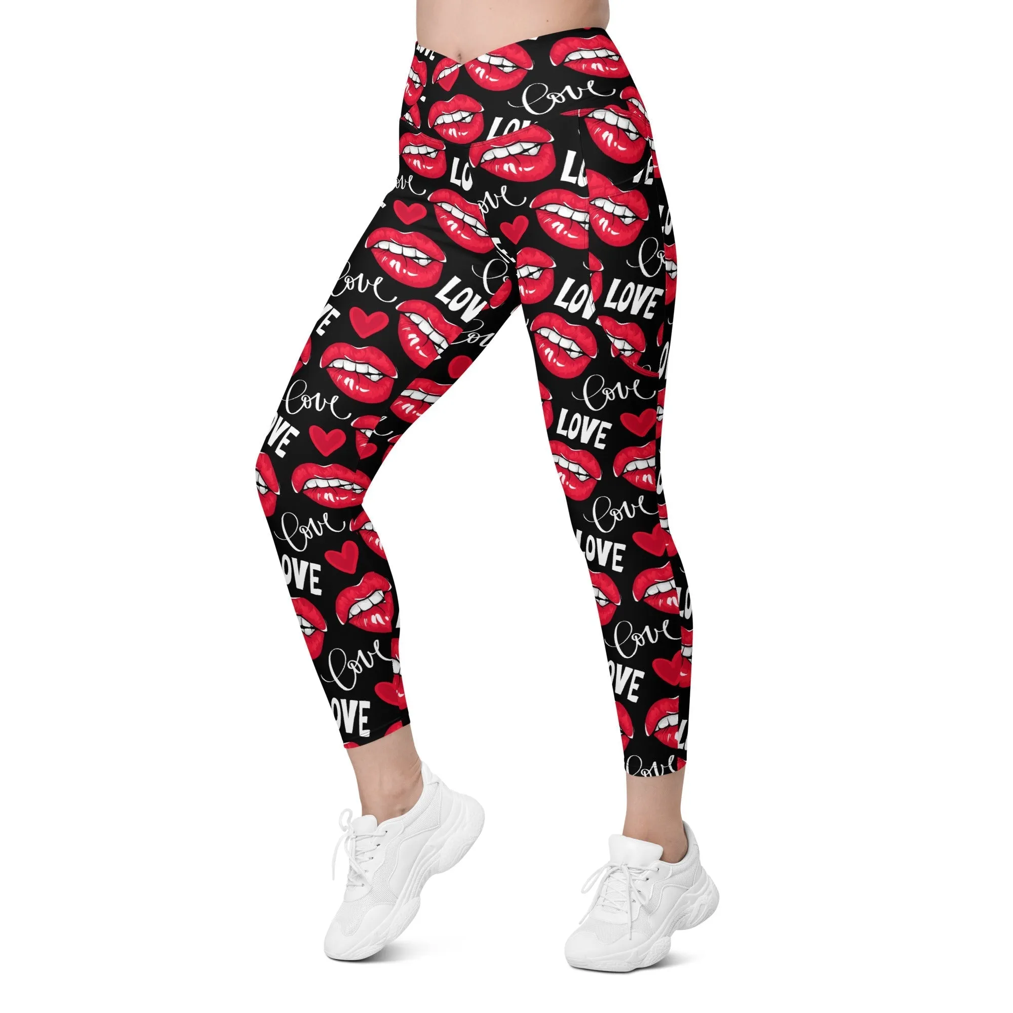 Love & Kisses Crossover Leggings With Pockets