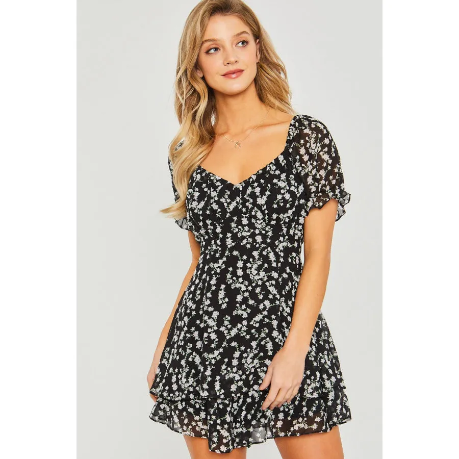 Love Tree Ditsy Floral Short Sleeve Romper