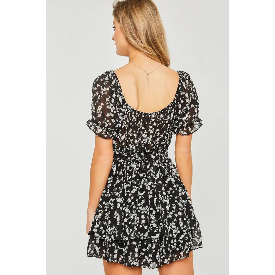 Love Tree Ditsy Floral Short Sleeve Romper