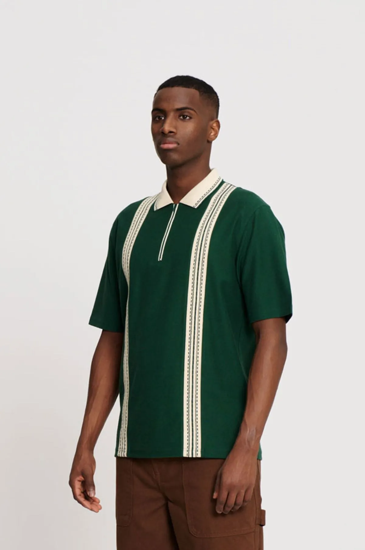 Luca Zip Polo Dark Green