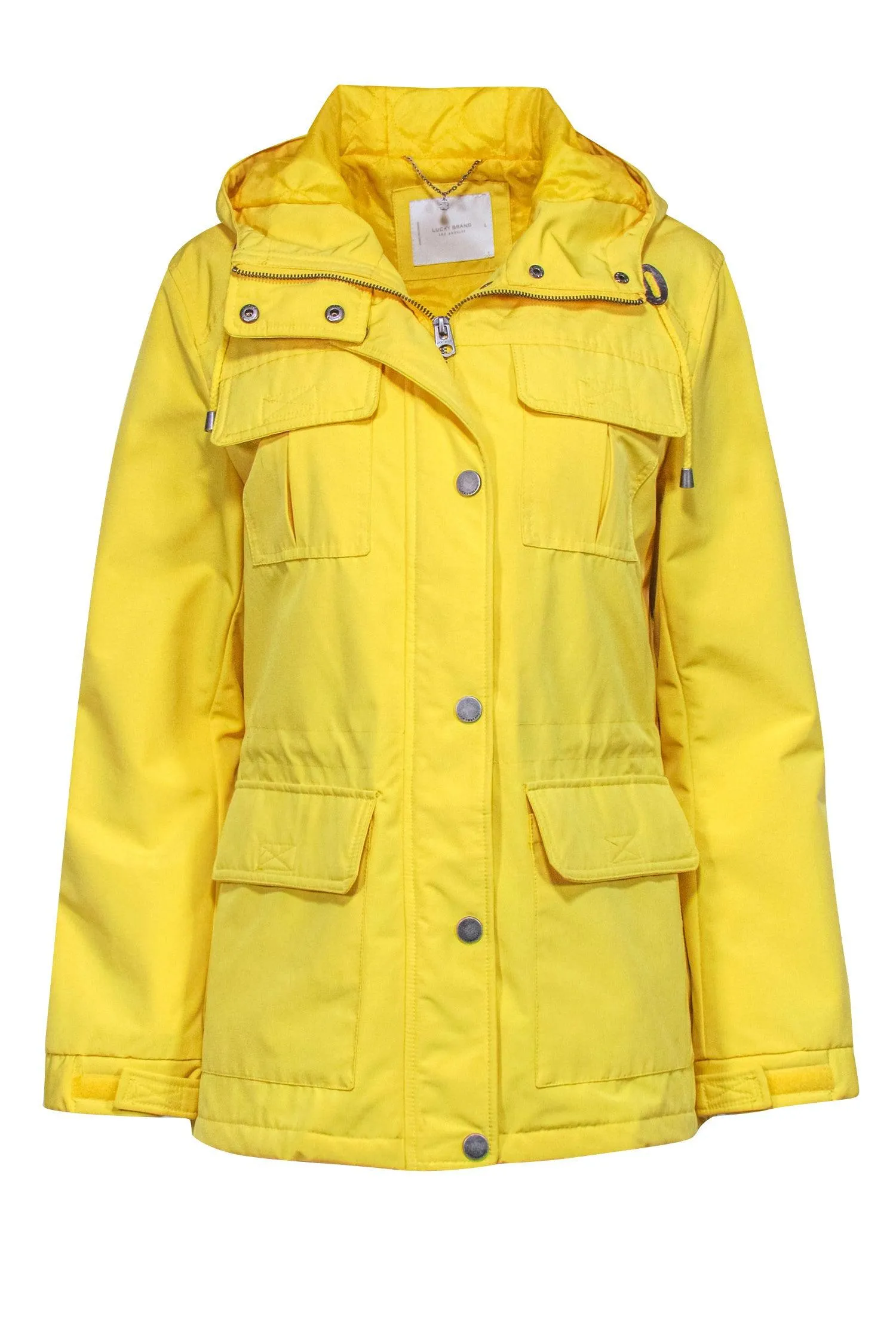 Lucky Brand - Yellow Hooded Zipper front Weather Jacket Sz L