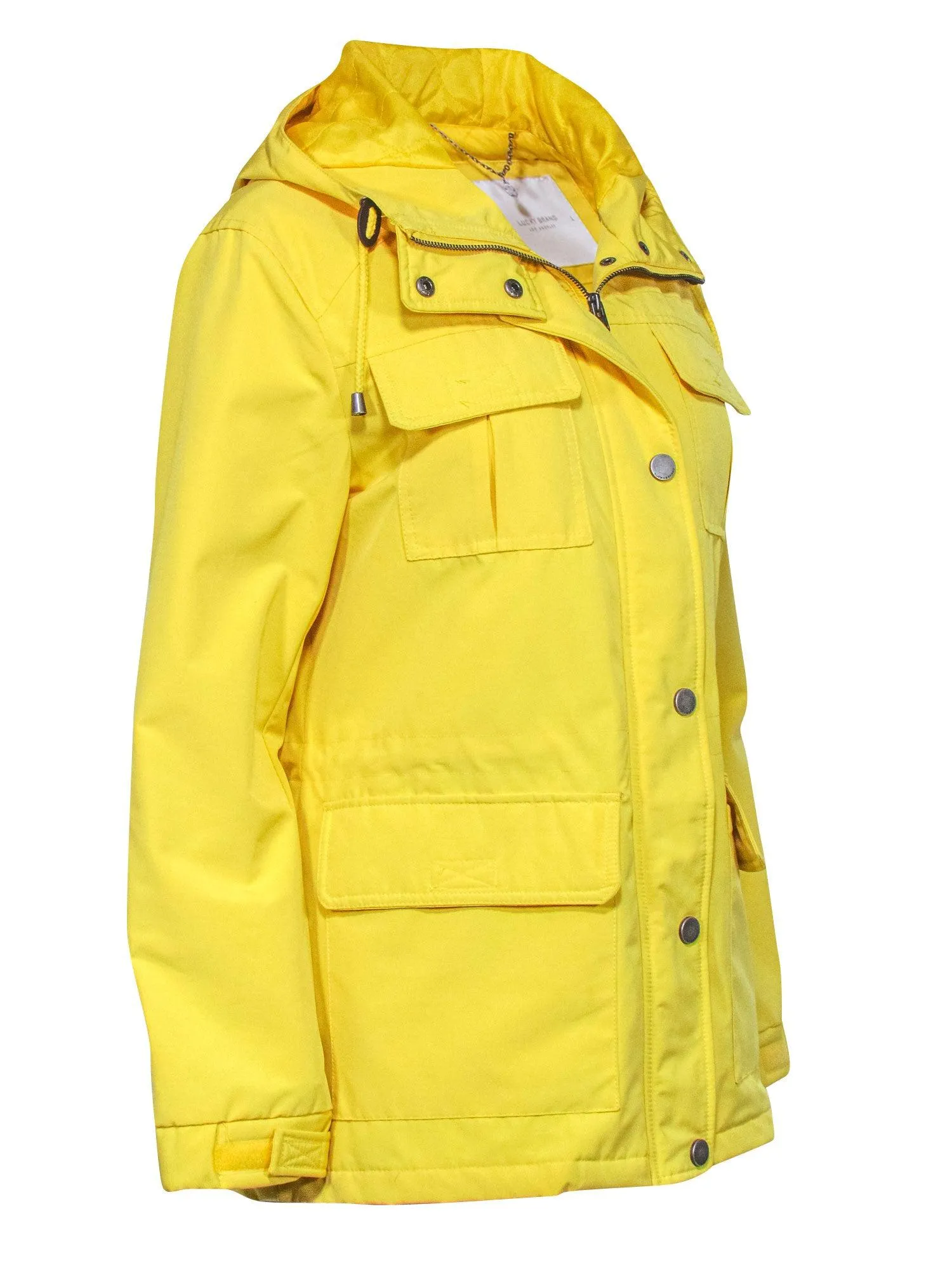 Lucky Brand - Yellow Hooded Zipper front Weather Jacket Sz L