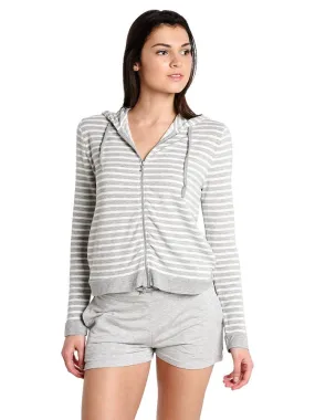     MAJESTIC  French Terry Stripe Long Sleeve Zip Up Hoodie    