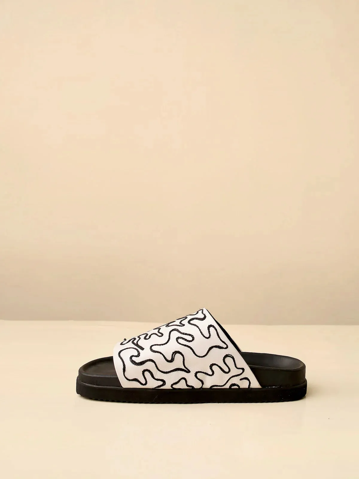 Maliko Feghale patterned slide shoes with Leather upper and leather lining