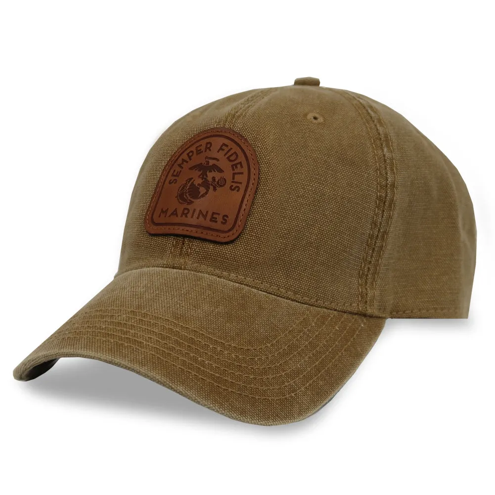 Marines Semper Fidelis Canvas Adjustable Hat (Camel)