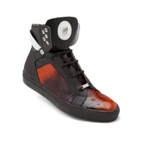 Mauri Fall 8792 Crocodile & Nappa High Top Sneakers Brown/Orange (Special Order)