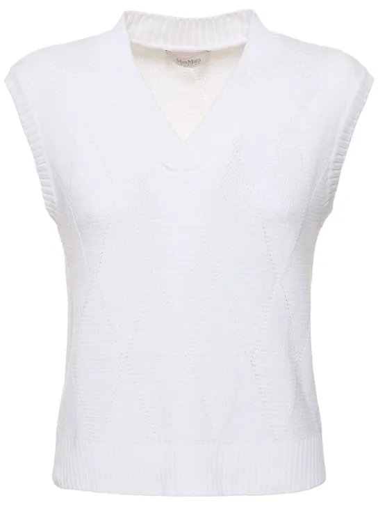 Max Mara   Zebio cotton knit v neck vest 