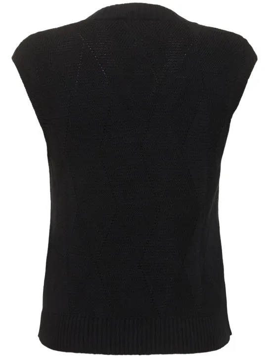 Max Mara   Zebio cotton knit v neck vest 