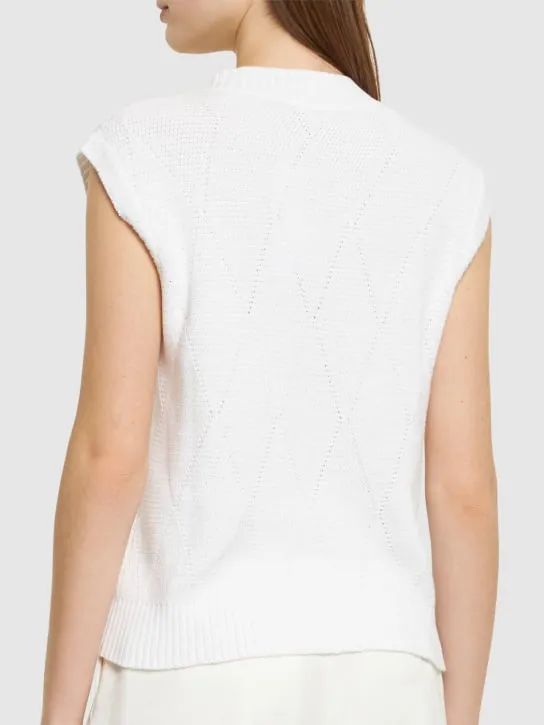 Max Mara   Zebio cotton knit v neck vest 